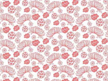 Japanese style flower background ③ Chrysanthemum _ red, chrysanthemum, flower, flower handle, JPG, PNG and AI