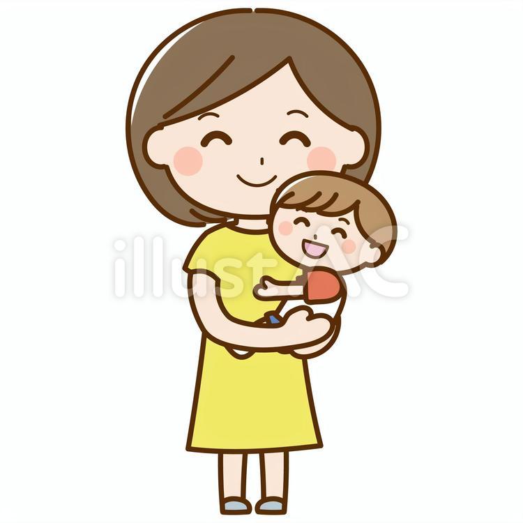 男の子を抱っこしているママ ママ,男の子,息子のイラスト素材