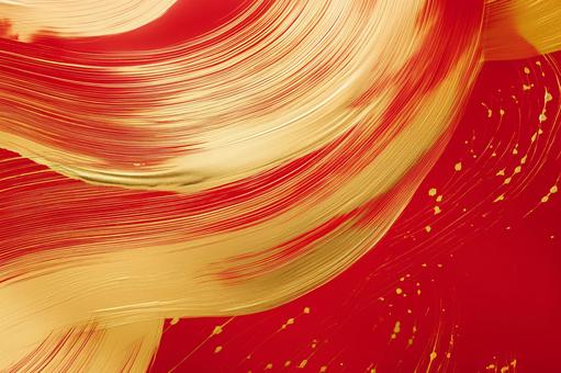 Luxury golden brush pattern on red background, , JPG