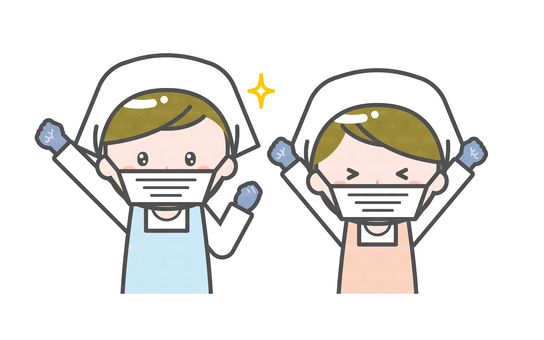 ミニ_2人_調理員の男女03 男性,女性,大人,職業,仕事,調理員,料理人,スタッフ,エプロン,手袋のイラスト素材