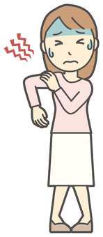  ロングヘア女性-076-全身 肩こり,女性,女の子,人物,かわいい,肩,四十肩,五十肩,痛い,悩みのイラスト素材