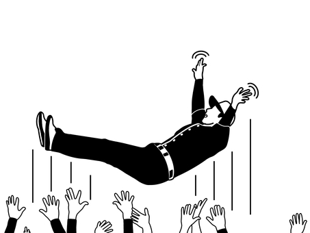 胴上げ＆優勝 胴上げ,ばんざい,宙,舞う,上げる,わっしょい,からだ,胴体,全身,野球のイラスト素材