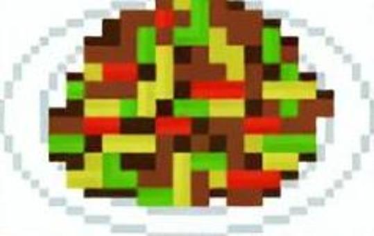 ドット絵の青椒肉絲です、 ドット絵,青椒肉絲,シンプル,中華,料理,ピーマン,牛肉,炒め物,レシピ,簡単のイラスト素材