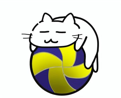 ねことバレーボール 猫,かわいい,バレーボール,スポーツ,ボール,バレーのイラスト素材