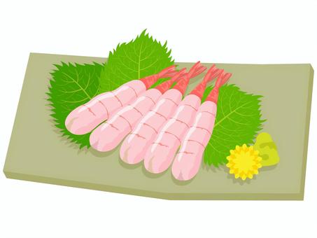 甘海老のお刺身 甘海老のお刺身 海老,甘海老,ボタン海老,刺身,生物,魚介類,和食,居酒屋,紫蘇,青紫蘇のイラスト素材