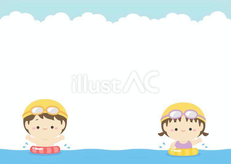 海水浴をする夏休みの小学生02 夏休み,夏,海のイラスト素材