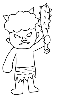 鬼塗り絵 鬼,節分,2月,行事,イベント,手書き,冬,塗り絵のイラスト素材