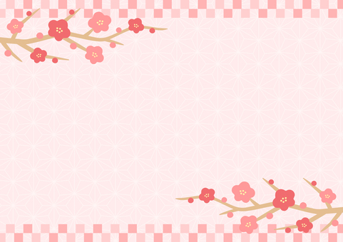 梅の花と和柄の背景素材01 梅,花,和柄,和風,おしゃれ,かわいい,ピンク,背景,イラスト,素材のイラスト素材