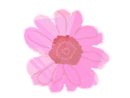ざらざら絵－上を向くピンク色のガーベラ ガーベラ,花,ピンク,桃色,筆,刷毛,水彩,油絵,シルエット,手描きのイラスト素材