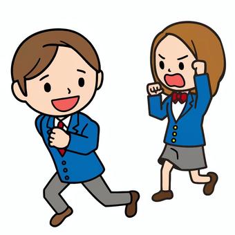 追いかける人 逃げる,怒る,追いかける,仲良し,追いかけっこ,鬼ごっこ,いたずら,ちょっかい,高校生,男子のイラスト素材