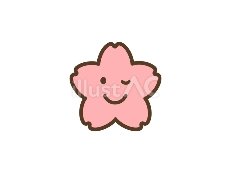 桜のキャラクター　顔　線画　イラスト⑤ 桜,春,3月のイラスト素材
