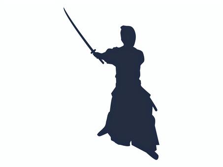 侍のシルエット（日本刀）02