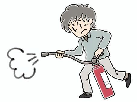 消火する人(男性) 026 消火,訓練,消火栓,防災,人物,男性のイラスト素材