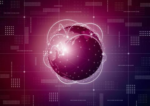 紫色の世界のデジタルなネットワーク デジタル,テクノロジー,ネットワーク,地球,世界,幾何学,ライン,スタイリッシュ,紫色,背景のイラスト素材