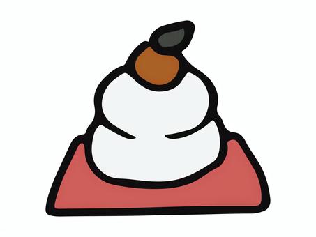 シンプル鏡餅のイラスト（お便り・お正月） 鏡餅,かがみもち,お正月,1月,おたより,学校,幼稚園,行事,冬,ベタ塗りのイラスト素材