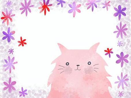 cat and flower frame, JPG cat and flower frame, cat, frame, pink, JPG