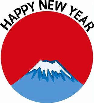 ハッピーニューイヤー　　 ハッピーニューイヤー,日の丸,富士山,日本,シンボル,デフォルメ,英語のイラスト素材