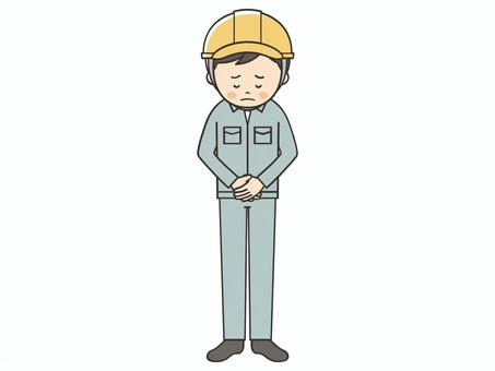 謝罪する男性作業員 謝罪する男性作業員 謝罪,謝る,ごめん,ごめんなさい,お詫び,申し訳ございません,お願い,トラブル,アクシデント,クレームのイラスト素材