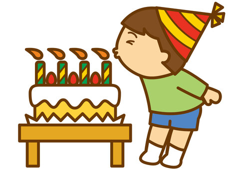 Illustration, blow out, a candle, cake, 