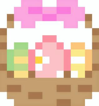 ドット絵のイースターバスケット(ピンク) イースター,イースターエッグ,たまご,ドット絵,ピクセルアート,16bit,カラフル,パステル,かわいい,バスケットのイラスト素材