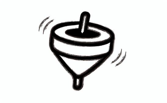 コマのシンプルなモノクロイラスト コマのシンプルなモノクロイラスト コマ,正月,遊び,モノクロ,線画,手書きのイラスト素材