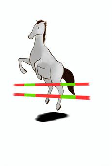 2026_年賀状10 馬,午,跳ね馬,白馬,サラブレッド,飛躍,躍動感,力強い,ハードル,越えるのイラスト素材