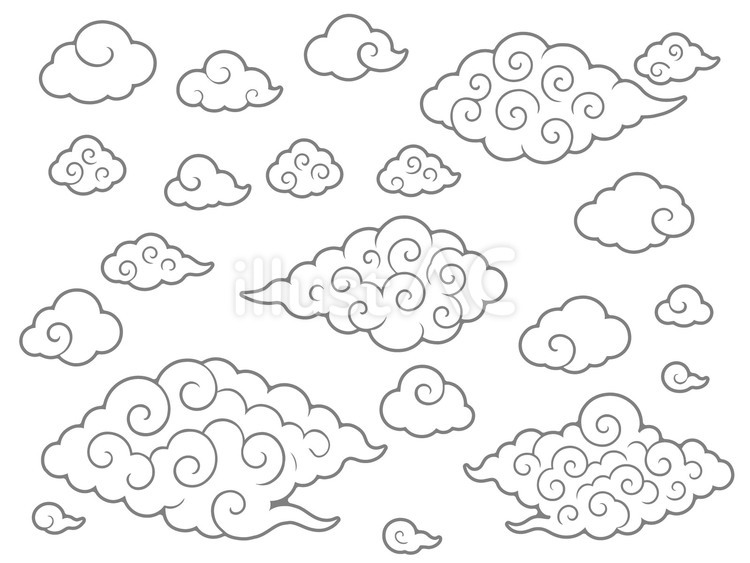 渦を巻いている和風の雲（仏画ふう） 渦,螺旋,渦巻きのイラスト素材