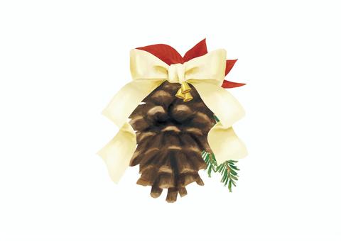 　松ぼっくりのオーナメント 松ぼっくり,オーナメント,クリスマス,飾り,水彩風,手描き,冬のイラスト素材