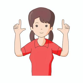 上を指差す女性 指差し,上,女性,人物,上半身,挿絵,イラストのイラスト素材