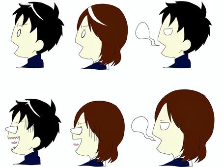 驚きの顔6パターン 驚きの顔6パターン 横顔,驚き,びっくりのイラスト素材