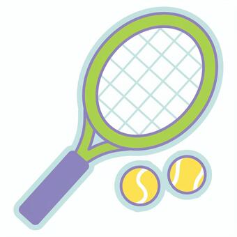 パステルカラーかわいいイラストテニス テニス,テニスボール,ボール,テニスラケット,ラケット,フラットデザイン風,ピクトグラム風,ベクター,アウトライン,カラーのイラスト素材