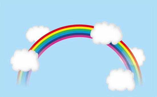 虹雨上がり　 虹,アーチ,雨上がり,雲,浮かぶ,梅雨,空,青い,自然のイラスト素材