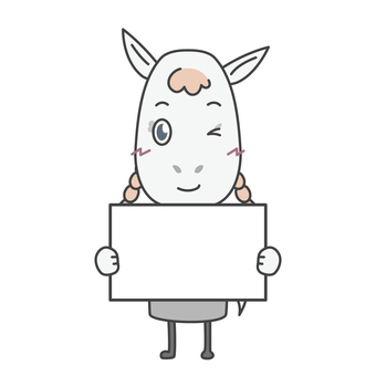 ビジネスウー馬ン｜フリップ 馬,擬人化,フリップ,持つ,ウインク,白紙,テキストスペース,コピースペース,全身,1人のイラスト素材
