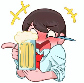 笑い上戸＿男性 人物,生活,バストアップ,男性,飲み会,お酒,ビールジョッキ,笑い上戸のイラスト素材