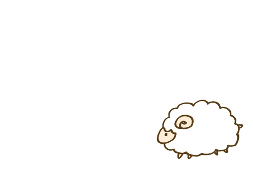 手描き羊の年賀状（横） 羊,年賀状,横,手描き,可愛い,動物,干支,2027年,葉書,未年のイラスト素材
