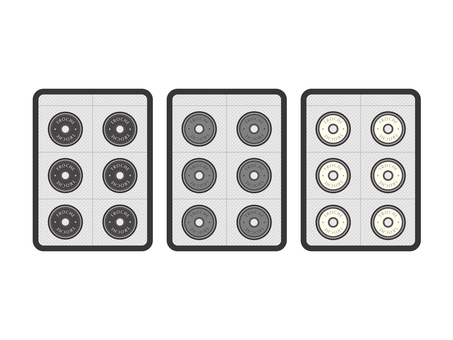 薬（トローチ・シート３色セット）03 薬,トローチ,喉,ブリスターパック,ptpシート,薬局,病院,病気,治療,アイコンのイラスト素材