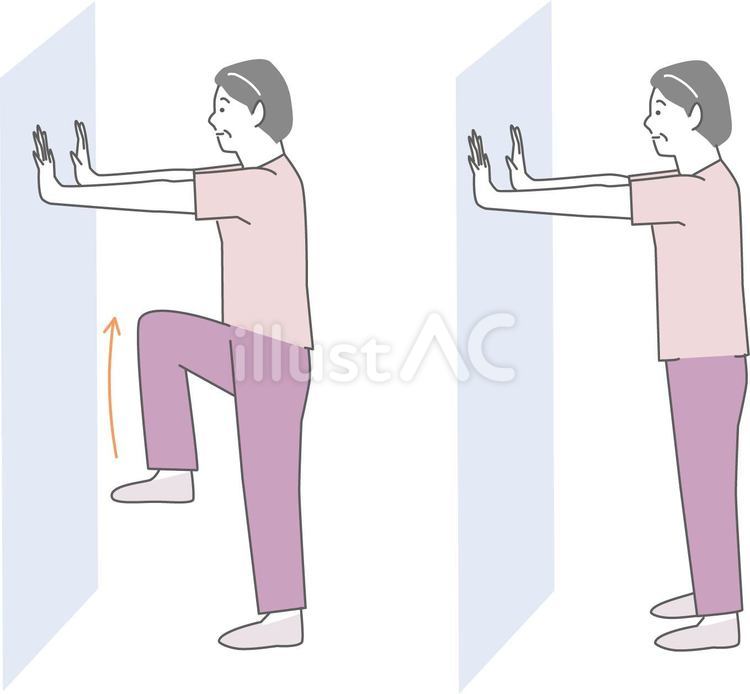腿上げ体操 腿上げ,ストレッチ,リハビリのイラスト素材