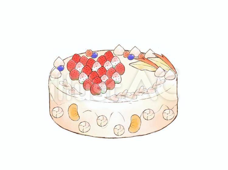 ホールケーキ完成形 ホールケーキ,苺,クリームのイラスト素材