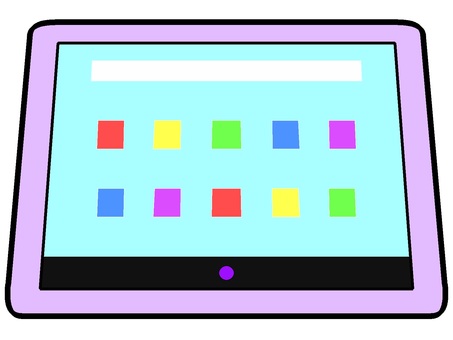 タブレット端末のアイコン『紫』 タブレット,機械,電子機器,携帯,動画,視聴,ネットサーフィン,オンライン,wifi,モチーフのイラスト素材