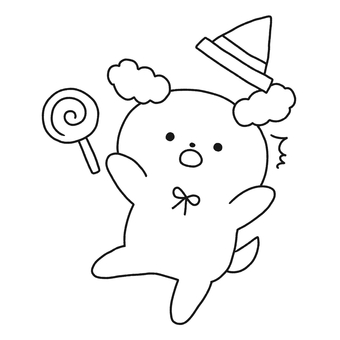驚く犬 犬,驚く,びっくり,動物,ハロウィン,モノトーン,塗り絵,可愛い,ゆるい,手描きのイラスト素材