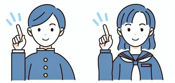 Male and female students pointing fingers, , JPG and PNG