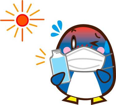 Mask heat stroke hydration / penguins, masque, coup de chaleur, humidité, JPG, PNG and AI