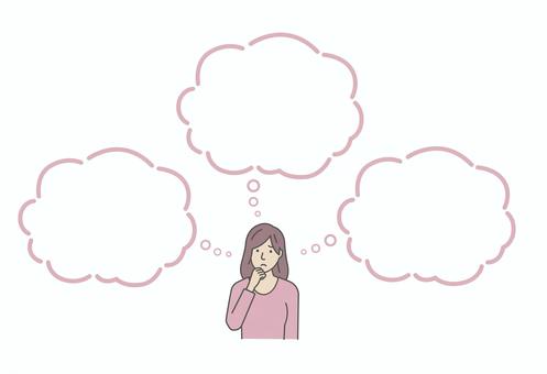 女性上半身イラスト 吹出しテンプレート 人,女性,吹き出し,困る,疑問,トラブル,人物,上半身,考える,困惑のイラスト素材