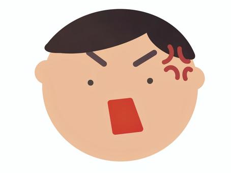 怒っている男の人(黒髪) 男,おとこ,男の人,男の子,怒り,怒る,アイコン,単品,シンプル,素材のイラスト素材