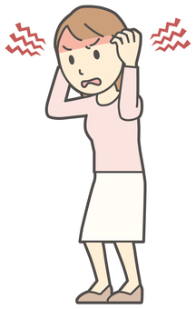  ロングヘア女性-181-全身 怒る,女性,女の子,人物,かわいい,怒り,キレる,ムカつく,喧嘩,プンプンのイラスト素材