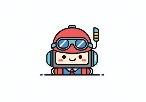 ゴーグルとヘルメットかぶったキャラクター