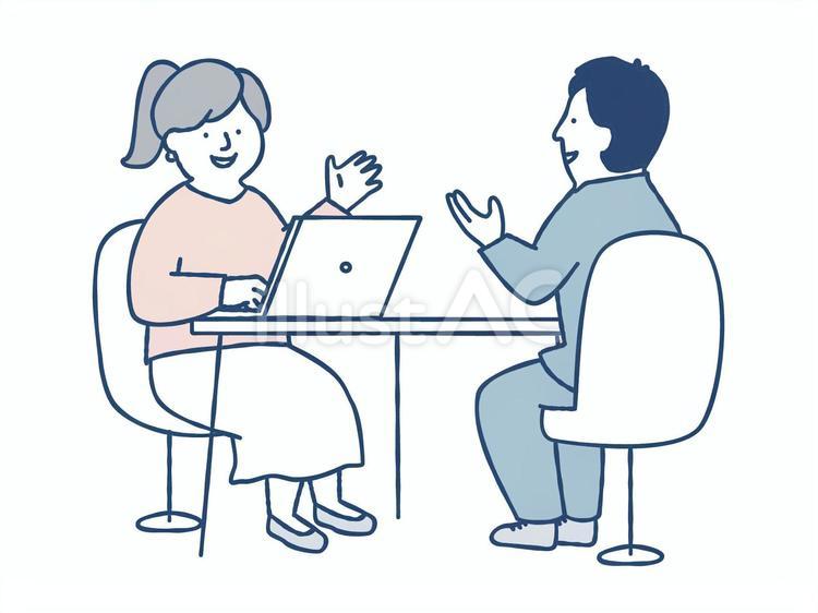 打ち合わせをする男性と女性 会社員,ビジネスパーソン,ビジネスのイラスト素材