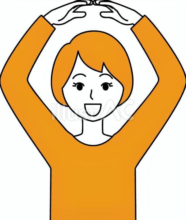 両手で丸を作る女性 女性,正解,丸のイラスト素材