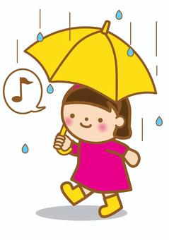 雨降り　女の子 梅雨,5月,雨,雨降り,傘,降る,人物,女の子,女子,子供のイラスト素材