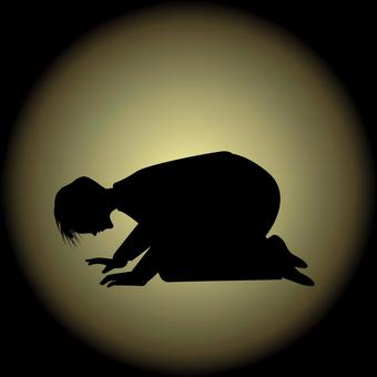 土下座謝罪　 土下座,頭,下げる,誠意,謝罪,人物,男性,暗い,悲惨,シルエットのイラスト素材